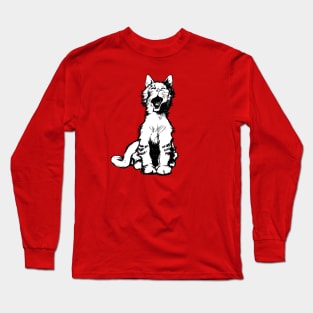 Yawning Cat on Red Long Sleeve T-Shirt
